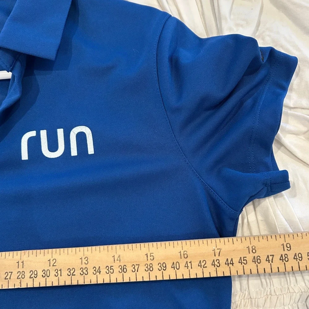 Nike Women Blue Short Sleeve‎ RUN Polo Shirt Athletic Performance Size M